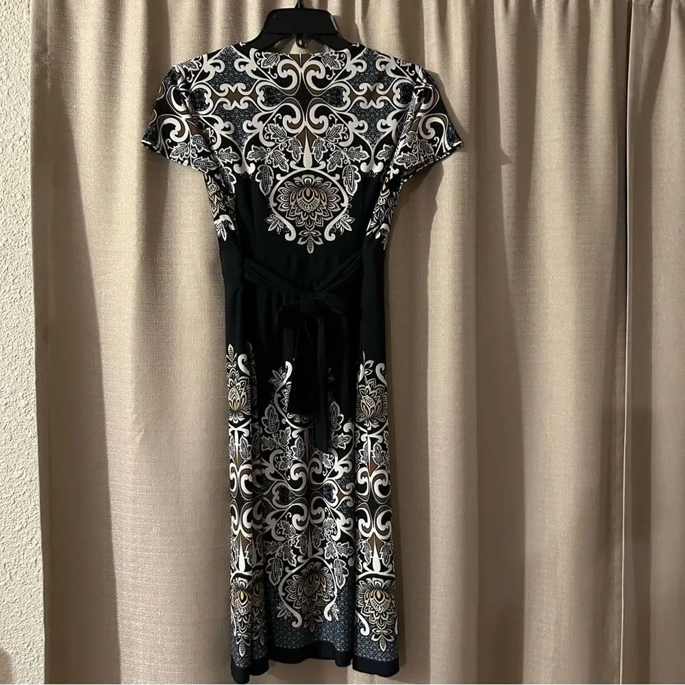 Sz 6p black and brown printed dress - Picture 3 of 3